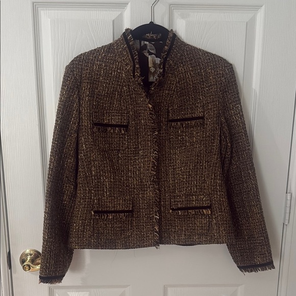 Elegant Brown and gold Tweed Women's Jacket medium - Picture 1 of 5